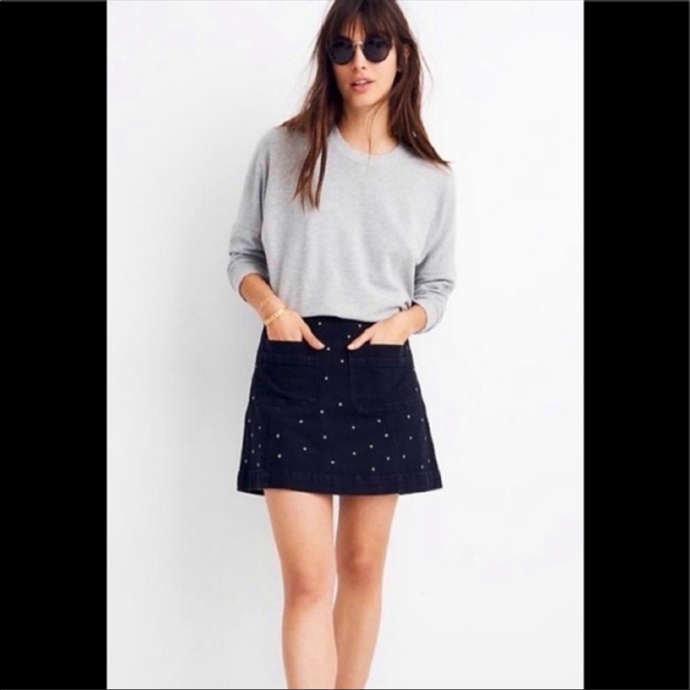 Madewell star studded denim skirt